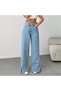 Women's Asymmetric Cut Side Slit High-Waist Jeans Pants - 6