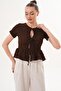 Women's Front Lace Detailed Wrinkled Blouse 260088 - - 4