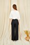 Women's Black 3522 Side Buckle Loose Cut Trousers - 6