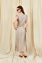 Women's Mink 117 Shoulder Draped Pleated Long Skirt Suit - 7