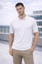 Elatus Striped V-Neck Fine Knit Relaxed Fit Polo Collar Men's T-Shirt - Ecru - 5