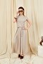 Women's Mink 117 Shoulder Draped Pleated Long Skirt Suit