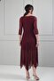 Women's Front Knot Detailed Lined Skirts Asymmetrical Lace Midi Dress - 4