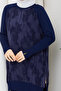 Women's Silk Kupra Cloud Patterned Trousers and Double Mercerized Knitwear Set - 7