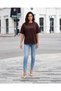 Women Brown Crew Neck Short Sleeve Active T-Shirt - 5