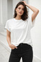 Women's White Cotton Double Sleeve Detailed Comfortable Fit T-Shirt - 5