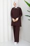 Women's Tulle Detailed Two-Piece Mercerized Knitwear Set with Trousers - 7
