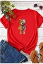 Women'S/Girls' Oversize Beige T-Shirt Half Plush Half Robot Teddy Bear Printed Cool Design