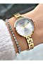 Silver Dial Stone Numeroved Gold Metal Women's Wristwatch - 4
