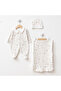 Safari Patterned Baby Set - Romper, Beanie and Ruffle Detailed Blanket Set 100% Cotton 3-Piece Set - 2