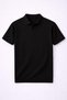 Elatus Striped V-Neck Fine Knit Relaxed Fit Polo Collar Men's T-Shirt - Black