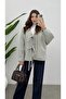 Women's Ice Gray Imported Cashmere Jacket with Lace Detail