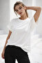 Women's White Cotton Double Sleeve Detailed Comfortable Fit T-Shirt - 6