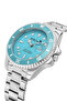 Men's Wristwatch with Lens Calendar Silver Turquoise Color Pl-7073E5X