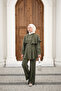 Women's Button Detail Cape and Trousers Suit Green - 4
