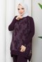 Women's Silk Kupra Cloud Patterned Trousers and Double Mercerized Knitwear Set - 3