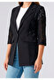 Women's Black Lace Sleeve Blazer Jacket - 4