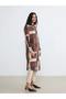 Lcw Modest Brown Print Women's Shirt Tunic
