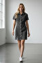 Anthracite Button-Front Mini Jean Dress ALC-X15410