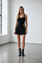 Black Double Pocket Woven Shorts with Gold Button Detail Alc-X15411 - 4