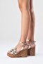 Harold Women's Genuine Leather Wedge Heel Sandals Gold - 7