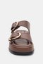 Valinda Double Gold Buckle Detailed Women's Slippers - Brown - 3