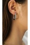 Serrated Look Rectangular Basic Hoop Earrings - 2