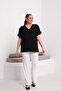 Women's Embroidered Collar V-Neck Viscose Blouse - 4