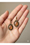 Handmade Natural Stone Brass Earrings - 2