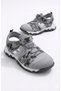 Boy's Gray Velcro Sports Summer Sandals Breathable Mesh Fabric Non-Slip Sole Casual Shoes - 7