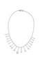 Silver Steel Zircon Stone Drop Heart Design Necklace Alc-X15346 - 2
