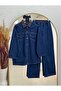Nilda Garnili Covered Trousers with Jacket Denim Suit-Ls5529 Denim Color - 3