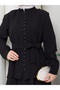 Women's British-Style Buttoned Belted Skirt Two-Piece Suit Tesettür - 4