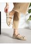 Voya Cream Beret Velcro Women's Ballerinas - 3