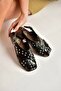 Y458502760 Black Rustic Staple Detailed Women's Sandals