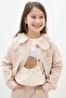 Beige Floral Collar Detailed Jacket and Girls' Trousers 3-Piece Set 23632 - 2