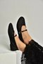 Y726711415 Black Mesh Floral Motif Embroidered Women's Ballerinas - 2