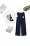 Women's Yoga Instructor Printed Cropped T-Shirt and Wide Leg Baggy Summer Tracksuit Set Bottom-Top - 3