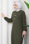 Button Detailed a Pile Hijab Dress Khaki Hm2889 - 8