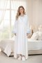 New Season Blue Shawl Collar Flounce Summer Full Length Short Sleeve Maternity Maternity Dressing Gown Nightgown Set of 2 - 3