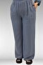 67016 Large Size Muslin Trousers Set with Rubber Detail on Sleeves and Hem - Anthracite - 6
