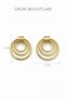 Orbis Women's Yellow Color Steel Triple Interlocking Ring Nail Earrings - 4
