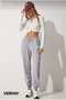 3 Pieces of Gray, Navy Blue, and Black Comfortable Fit Elastic Waistband Sweatpants - 4