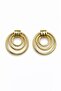 Orbis Women's Yellow Color Steel Triple Interlocking Ring Nail Earrings - 2