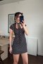 Mini Vintage Tie-Neck Wrap Dress with Short Sleeves and Inspired Interior Shorts, Polka Dot Design, Equivalent Dress - 3