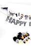 Black - White - Football Themed "Happy Birthday" Text Banner