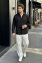 Portela Men's 100% Cotton Premium Oversize Men's Black Shirt - 5