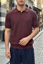Bande Regular Fit Men's Short Sleeve Knitwear Polo Collar Textured Claret Red T-Shirt - 6