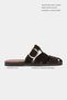 Lenox Bitter Brown Genuine Suede Belt Detailed Flat Sole Women's Slippers - 3