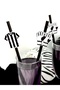 Black - White - Football Themed Straws with Figures (12 Pieces) - 4